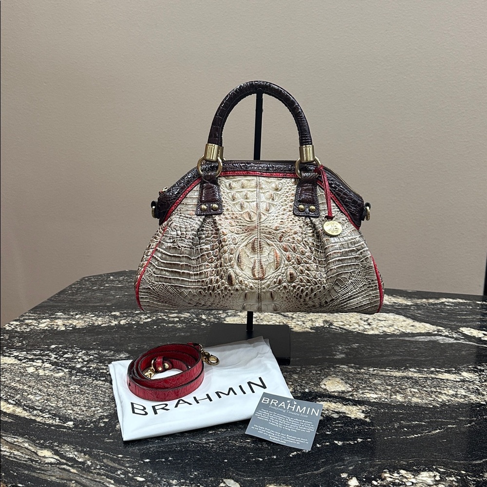 EUC Brahmin “Lisa” croc-embossed satchel - Picture 1 of 16